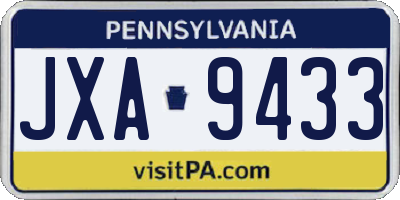 PA license plate JXA9433