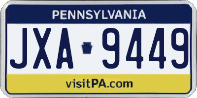 PA license plate JXA9449