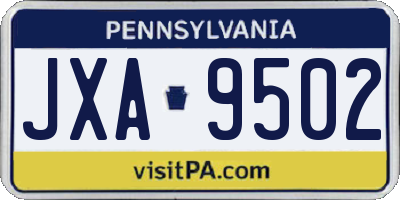 PA license plate JXA9502