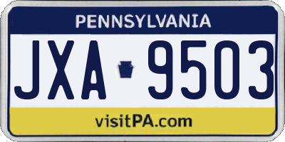 PA license plate JXA9503
