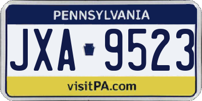 PA license plate JXA9523