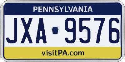 PA license plate JXA9576