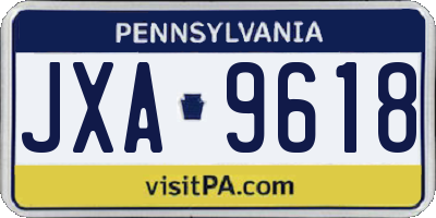 PA license plate JXA9618
