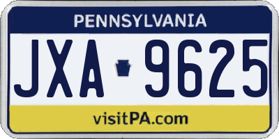 PA license plate JXA9625