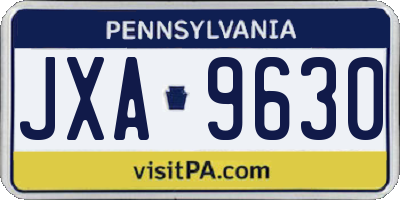 PA license plate JXA9630