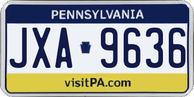 PA license plate JXA9636