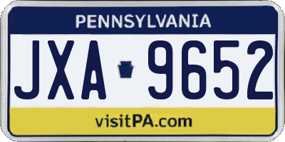 PA license plate JXA9652
