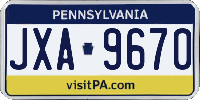 PA license plate JXA9670