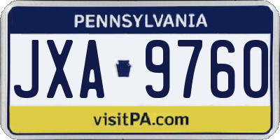 PA license plate JXA9760