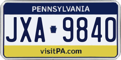 PA license plate JXA9840