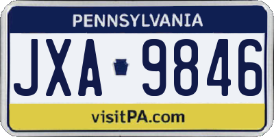 PA license plate JXA9846