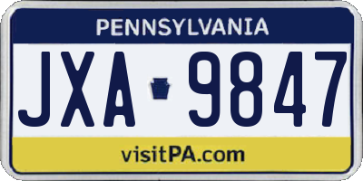 PA license plate JXA9847