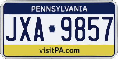 PA license plate JXA9857