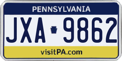 PA license plate JXA9862