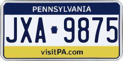 PA license plate JXA9875