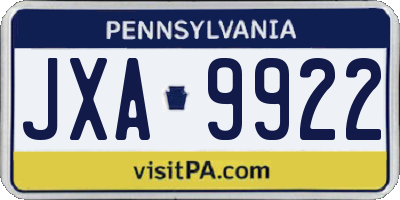 PA license plate JXA9922