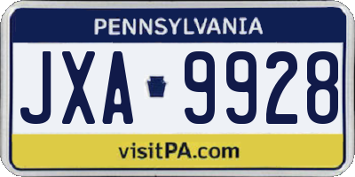 PA license plate JXA9928