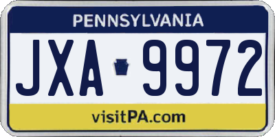PA license plate JXA9972