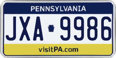 PA license plate JXA9986