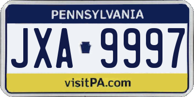 PA license plate JXA9997