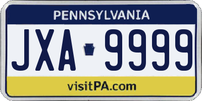 PA license plate JXA9999