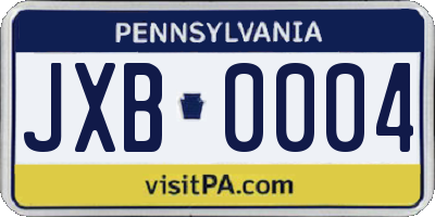 PA license plate JXB0004