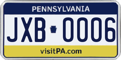 PA license plate JXB0006