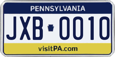 PA license plate JXB0010