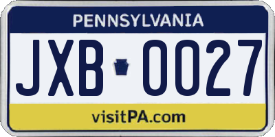 PA license plate JXB0027