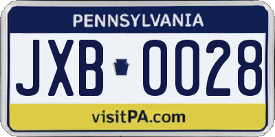 PA license plate JXB0028