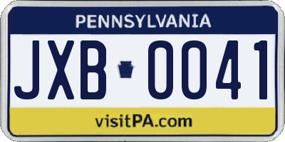 PA license plate JXB0041