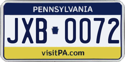 PA license plate JXB0072