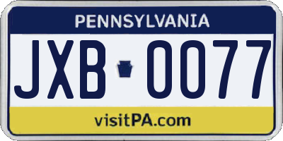PA license plate JXB0077