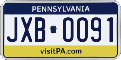 PA license plate JXB0091