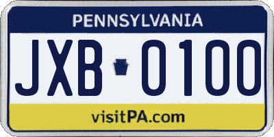 PA license plate JXB0100
