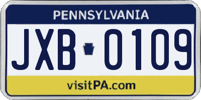 PA license plate JXB0109