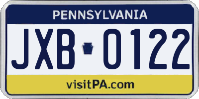 PA license plate JXB0122