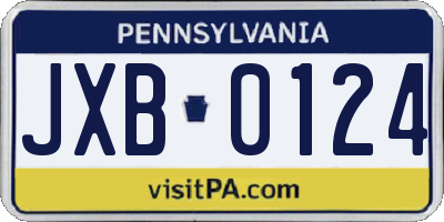 PA license plate JXB0124