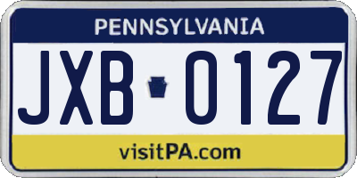 PA license plate JXB0127