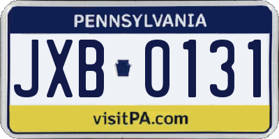 PA license plate JXB0131