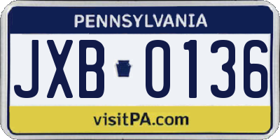 PA license plate JXB0136