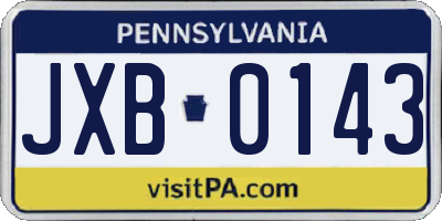 PA license plate JXB0143