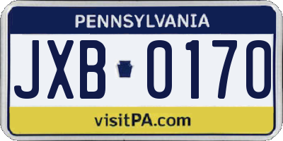 PA license plate JXB0170