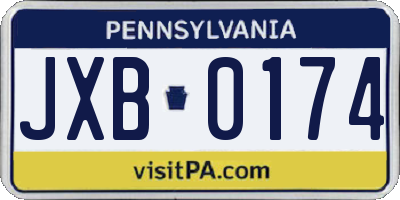 PA license plate JXB0174