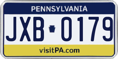 PA license plate JXB0179