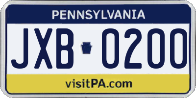 PA license plate JXB0200