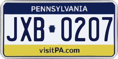 PA license plate JXB0207