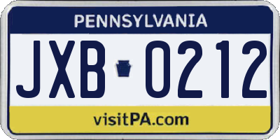 PA license plate JXB0212