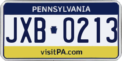 PA license plate JXB0213