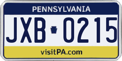 PA license plate JXB0215